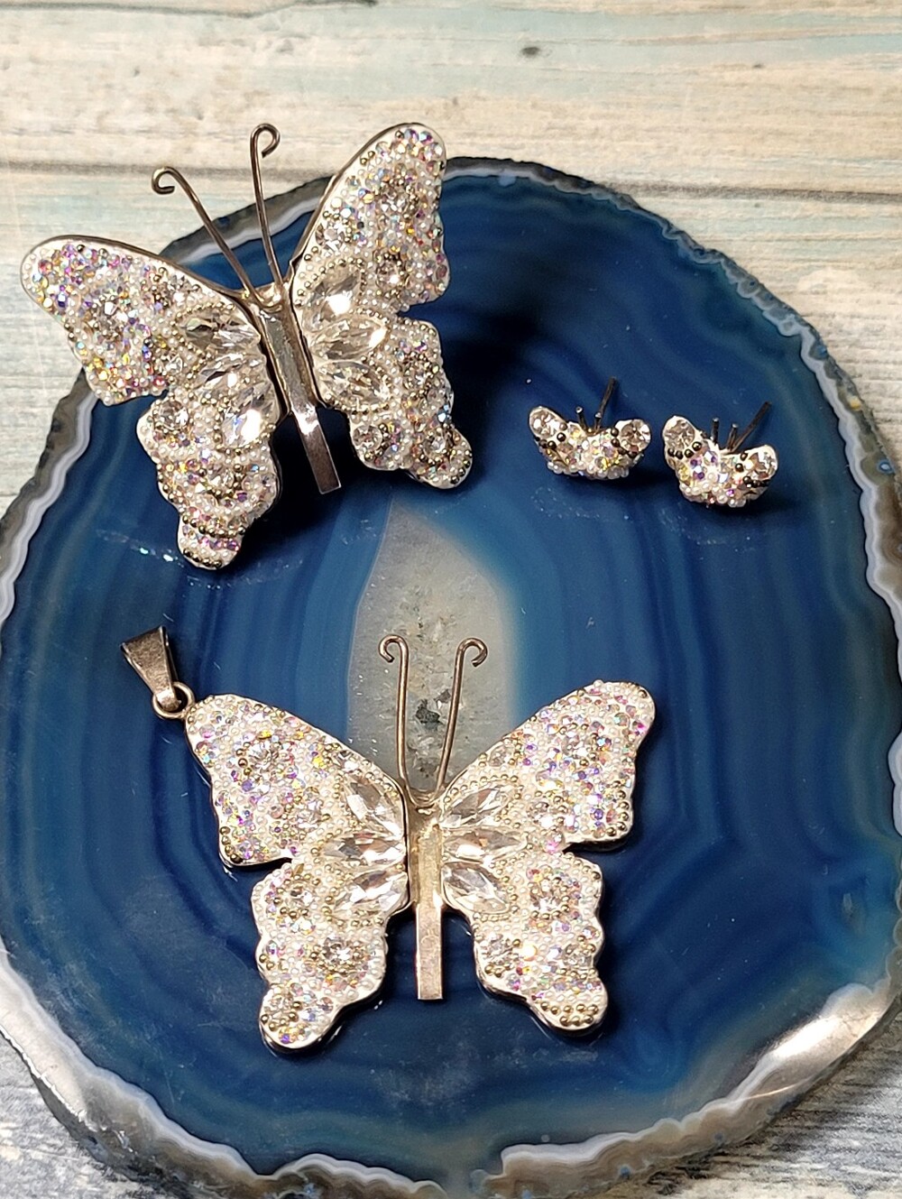 Crystal Butterfly Jewelry Set - Sparkling Iridescent White